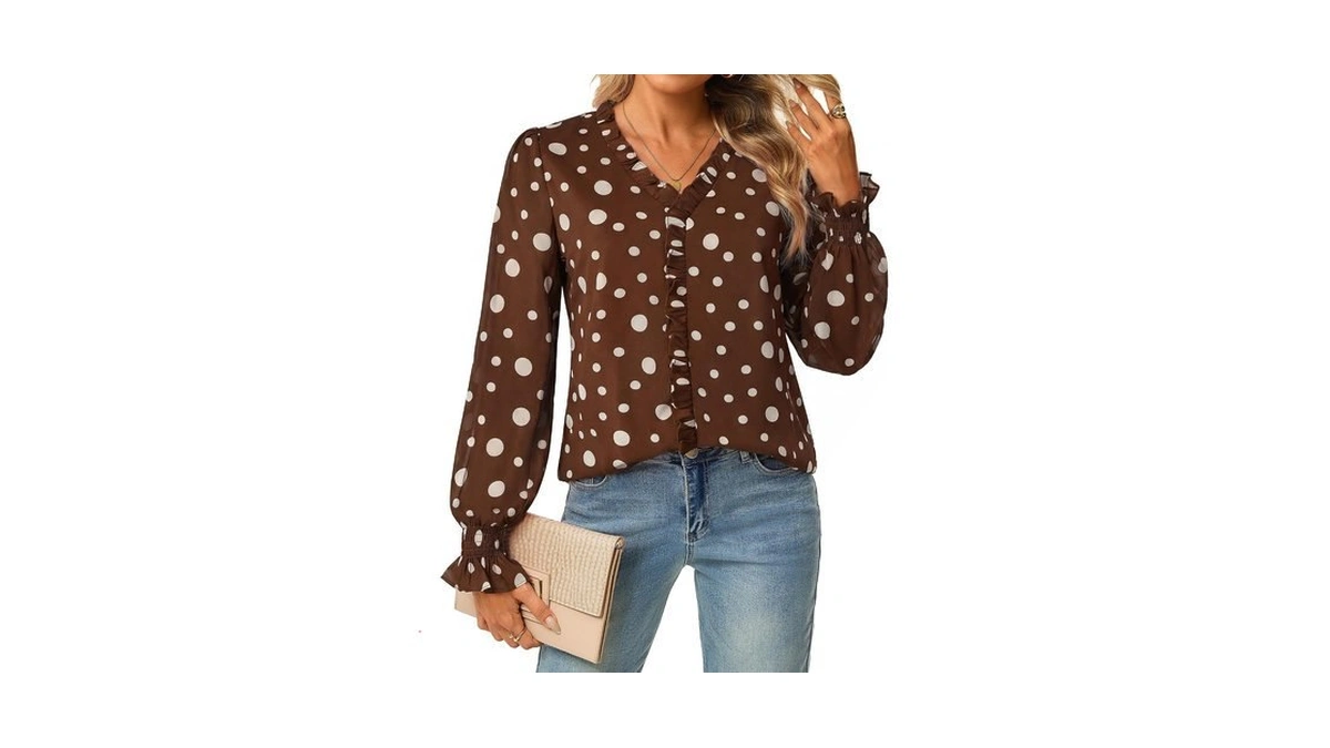 Grace Karin Womens Long Sleeve Boho Tops Ruffle Work Blouses