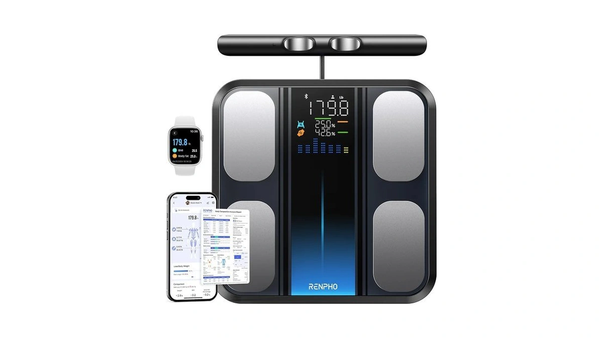 Renpho Body Composition Scale With Handle, 50+ Metrics, Morphoscan Base