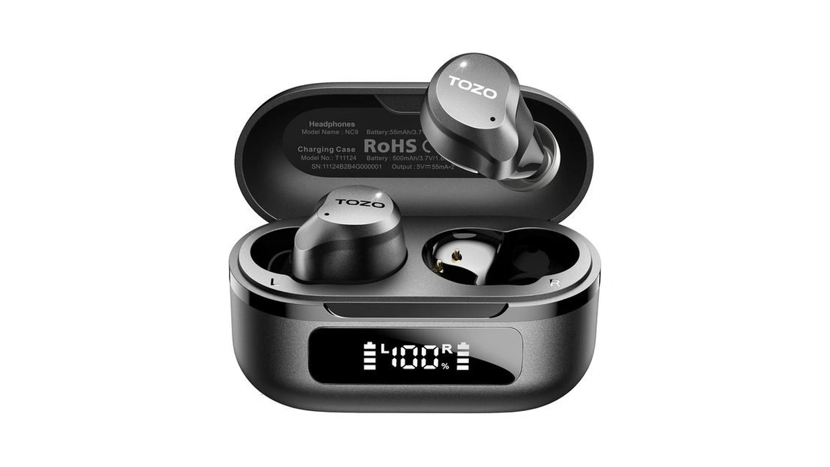 Tozo Nc9 Hybrid Active Noise Cancelling Wireless Earbuds, 60h, Led