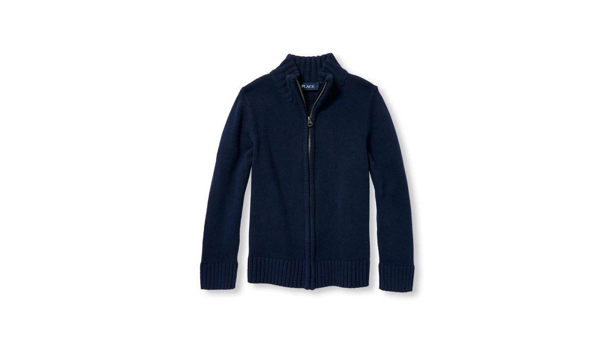 The Children's Place Boys' Uniform Zip Up Mock Neck Sweater,