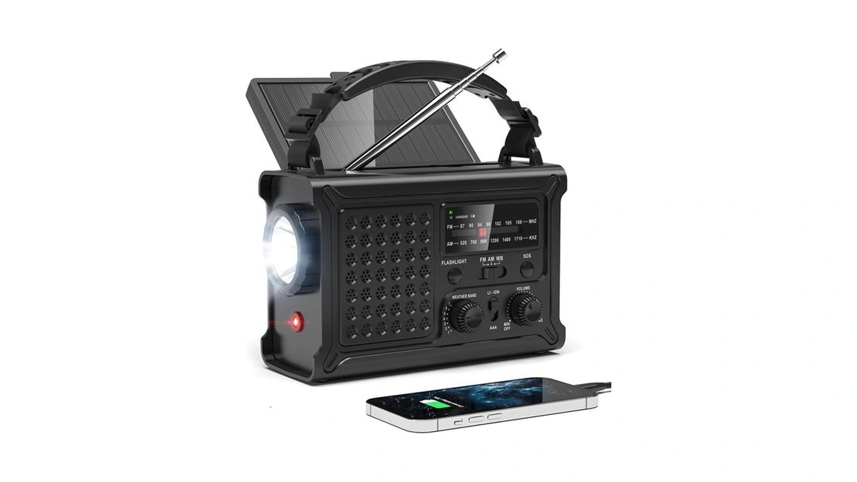 Noaa Emergency Weather Radio, 12000mah Portable Am/fm, Hand Crank &