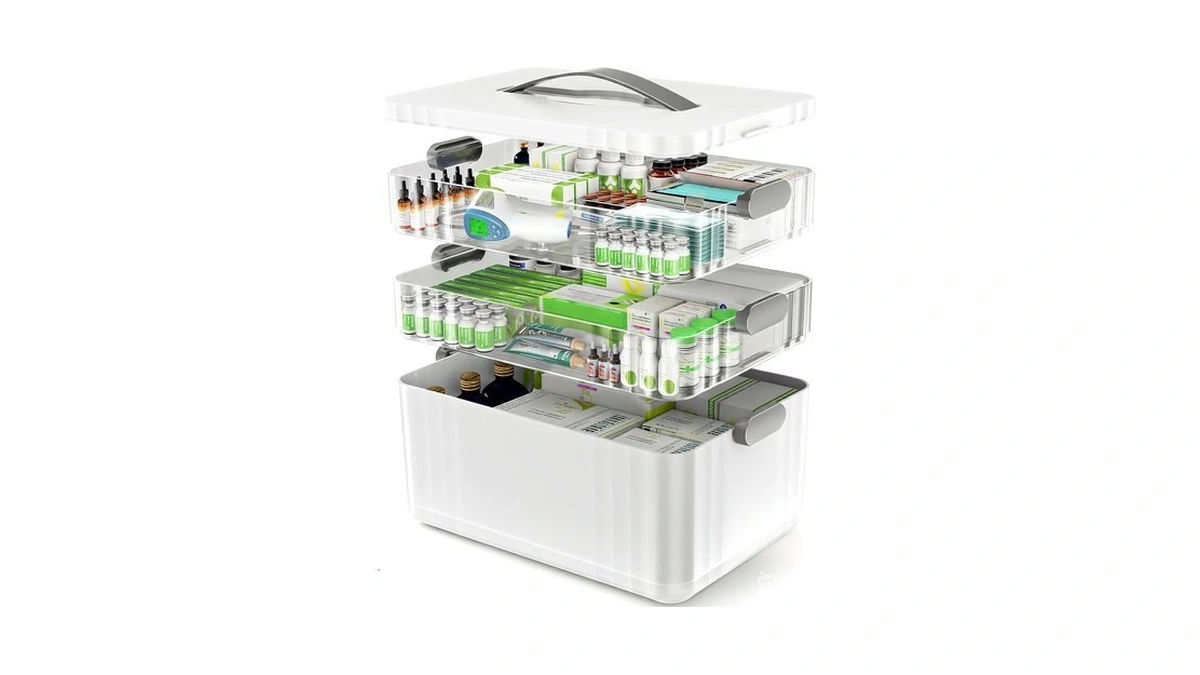Arstpeoe 3-tier Medicine Organizer - Portable Medicine Cabinet With Handle