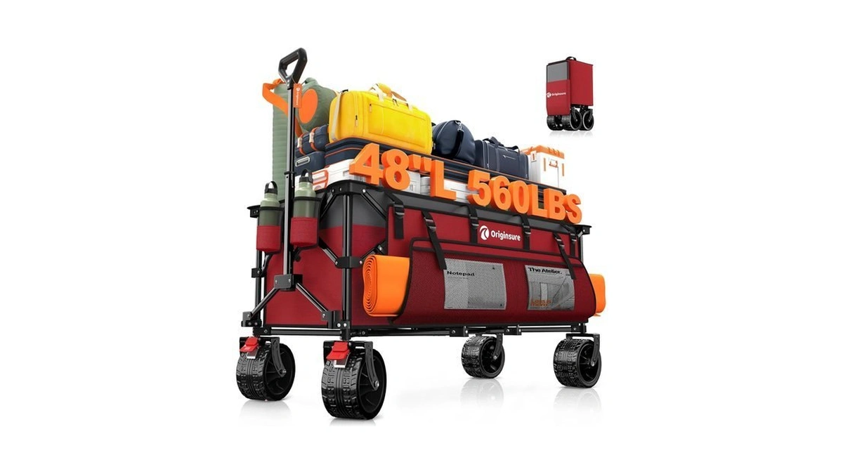 Originsure 300l Foldable Beach Wagon Cart With Big Wheels, 560lbs,