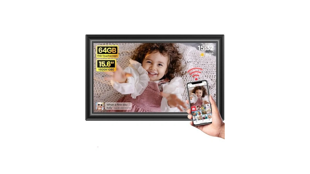 64gb 15.6" Frameo Digital Picture Frame Wifi, Large Electronic Photo