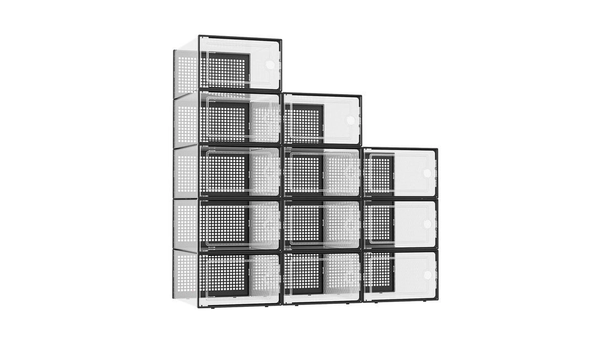 Kuject Xx-large Shoe Storage Boxes 12 Pack, Clear Stackable Shoe
