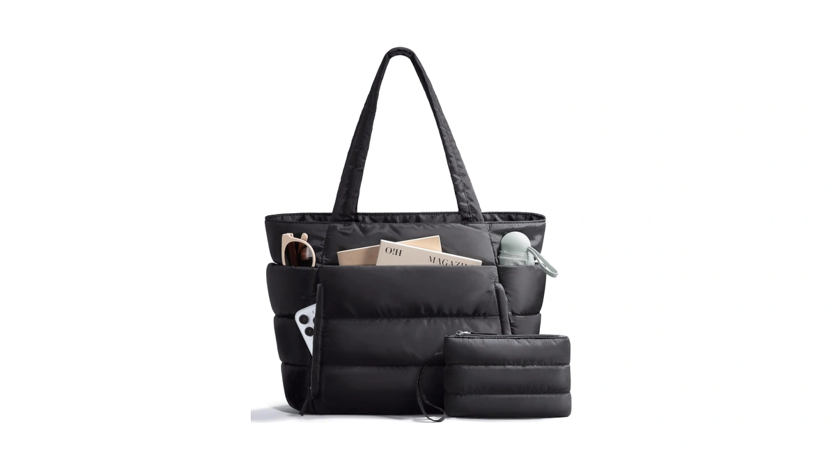 Bagstellar Puffer Tote Bag For Women, Lightweight Puffy Travel Gym