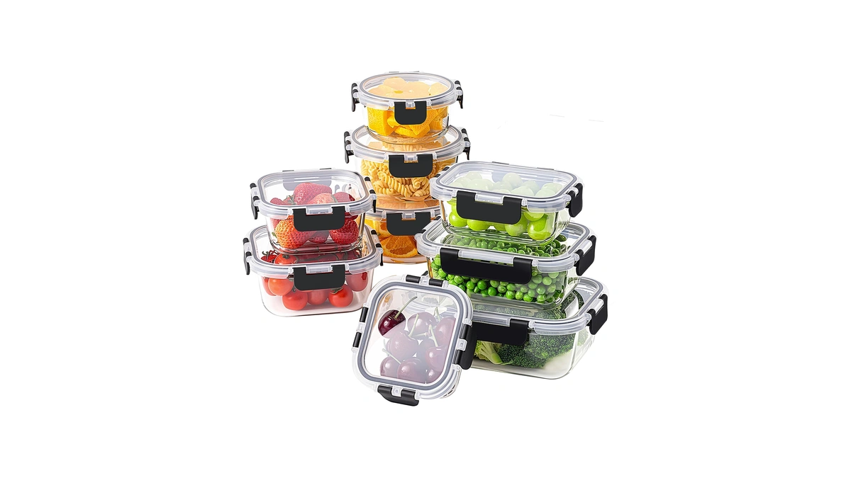 18 Piece Glass Food Storage Containers With Snap Locking Lids
