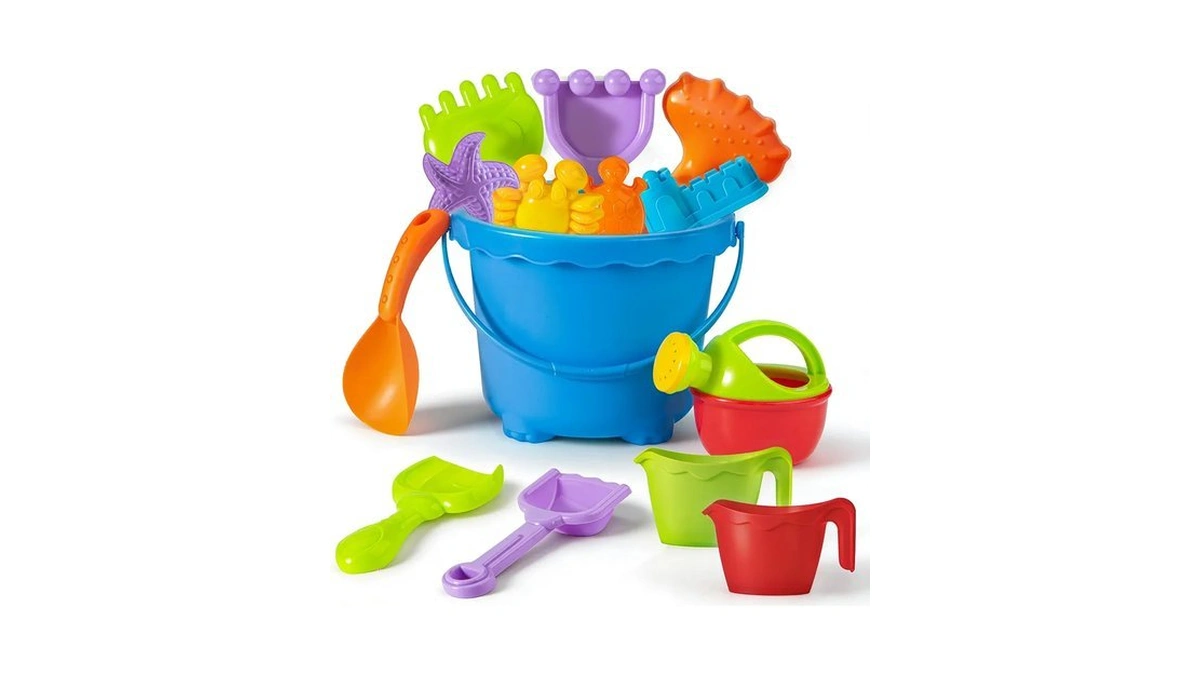 20 Pcs Sand Beach Toy Set With Large Bucket,shovels,rakes,watering Can