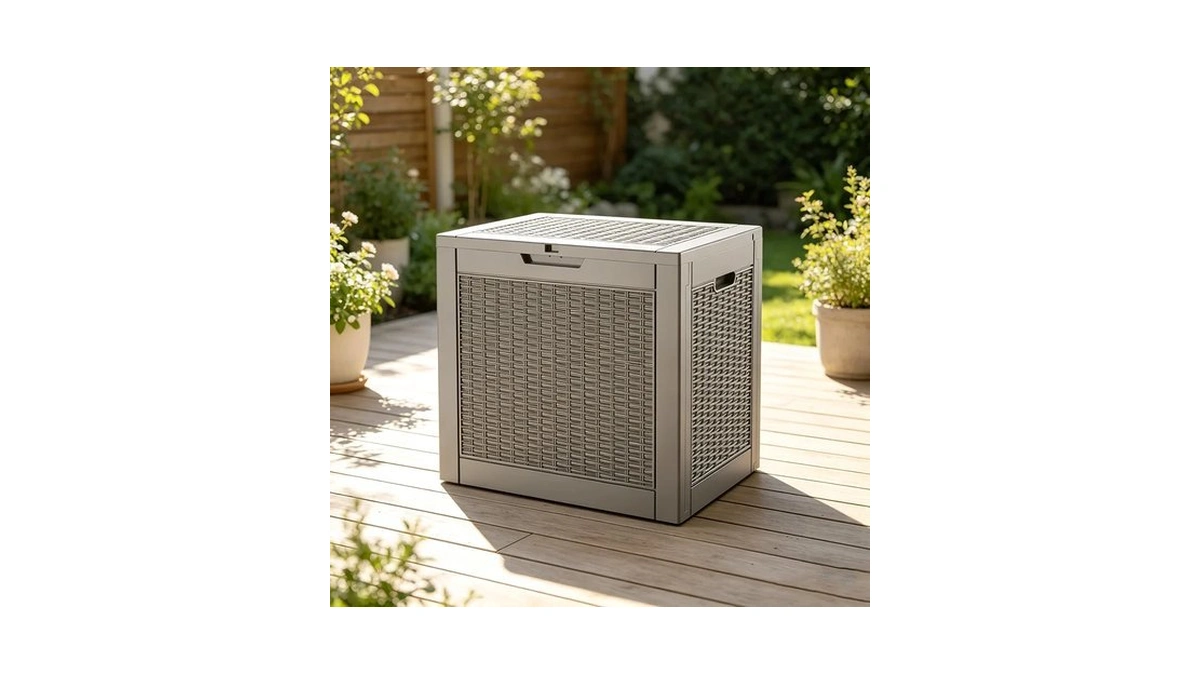 Gulaimoao Outdoor Storage Lockable Deck Box For Patio (35 Gallon,