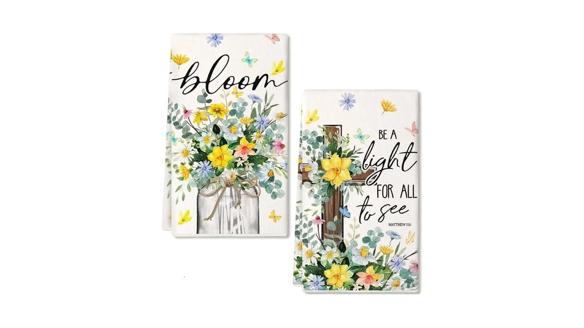 Geeory Daffodil Spring Kitchen Towels Set Of 2,18x26 Inches Floral