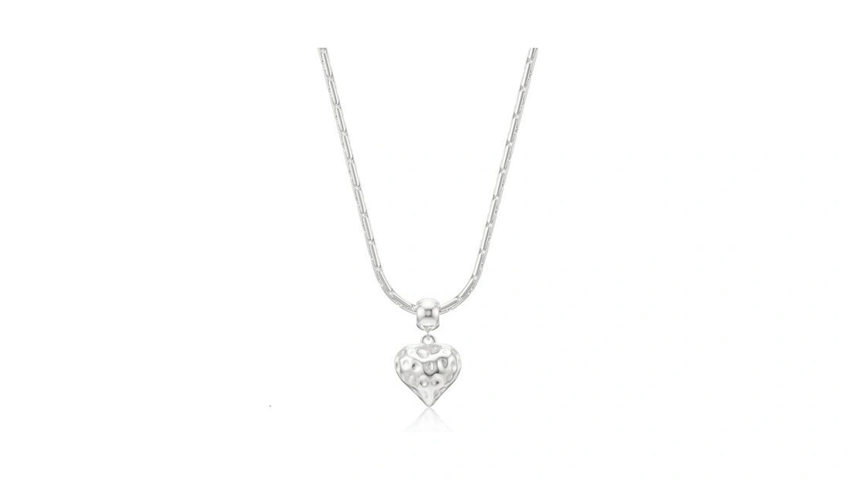 Teppdfann Silver Hammered Heart Necklace Dainty Pendant Necklaces Unique Jewelry