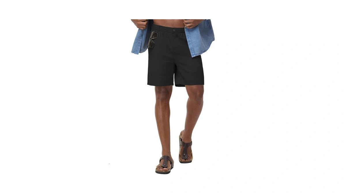 Zkman Mens Linen Shorts Casual 7" Summer Beach Breathable Zip