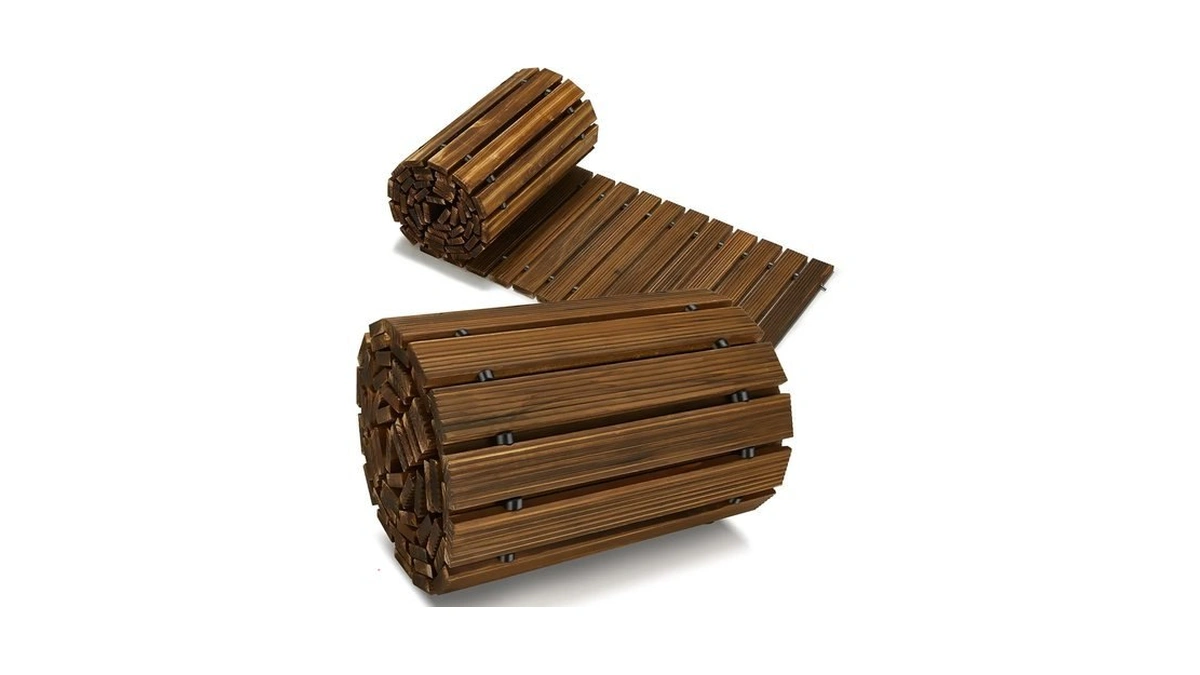 Coperat 12ft Wooden Garden Pathway,outdoor Roll Out Decorative Straight Walkway,weather-resistant