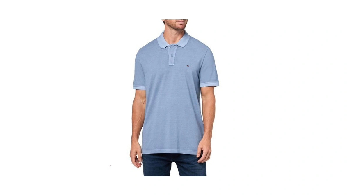 Tommy Hilfiger Men's Garment Dyed Regular Short Sleeve Polo,brisk Blue
