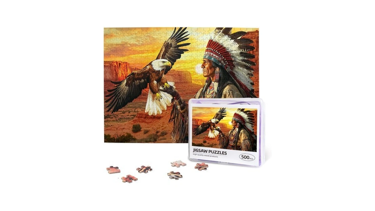 African American Chief And Eagle Jigsaw Puzzles 500 Pieces For