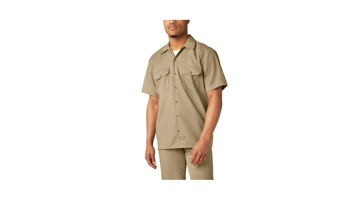 Dickies Short Sleeve Work Shirt, Khaki, Xt