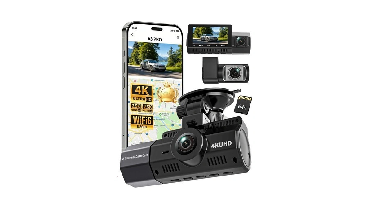 Eivikga 3 Channel Dash Cam Front And Rear Inside For