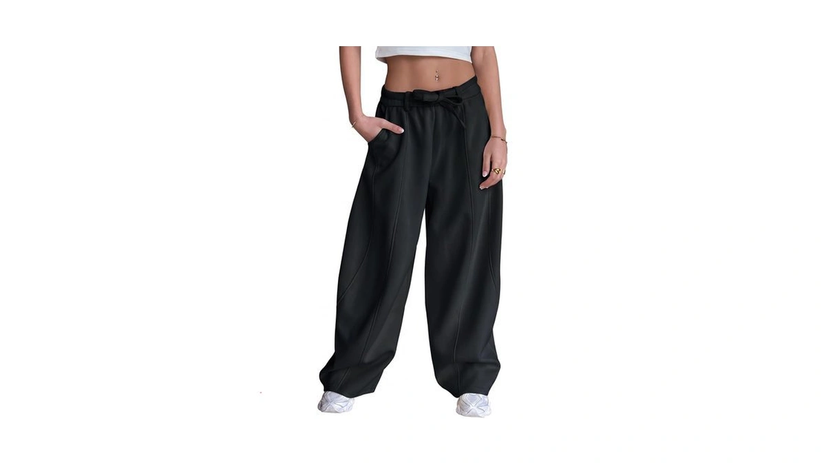 Fisoew Womens Wide Leg Sweatpants Baggy Lounge Drawstring High Waisted