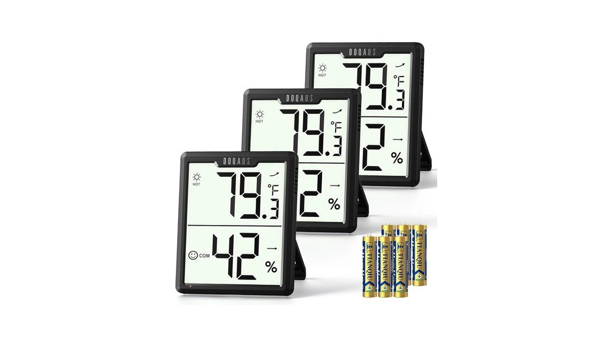 Doqaus 3 Pack Digital Hygrometer Indoor Thermometer Black