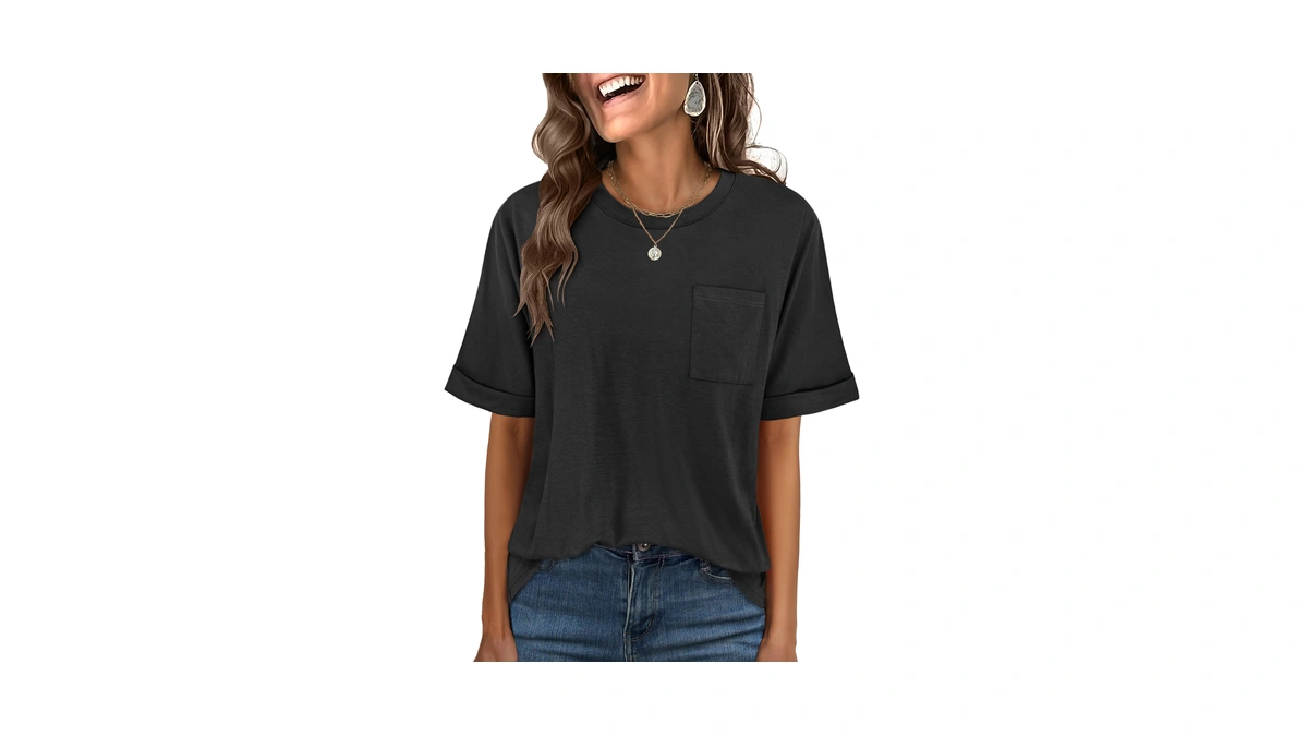 Anrabess Womens Tops Short Sleeve Oversized T Shirts Black