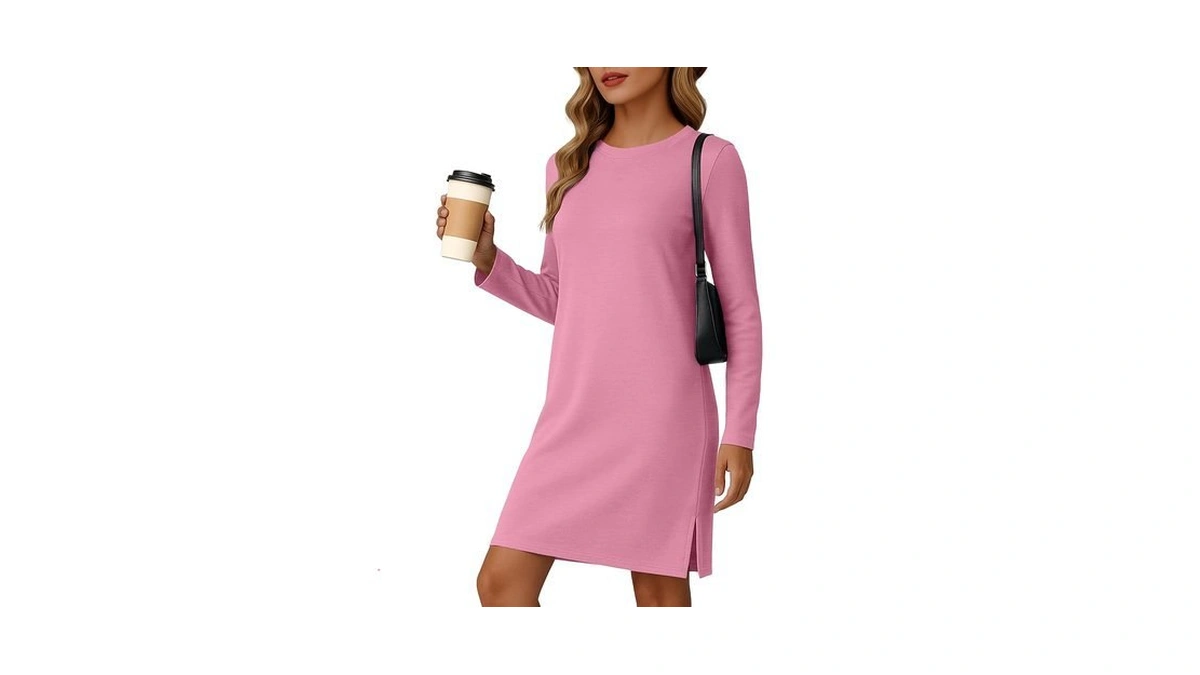 Womens Dresses Long Sleeve Casual Cozy Tunic Dress Vacation Fall
