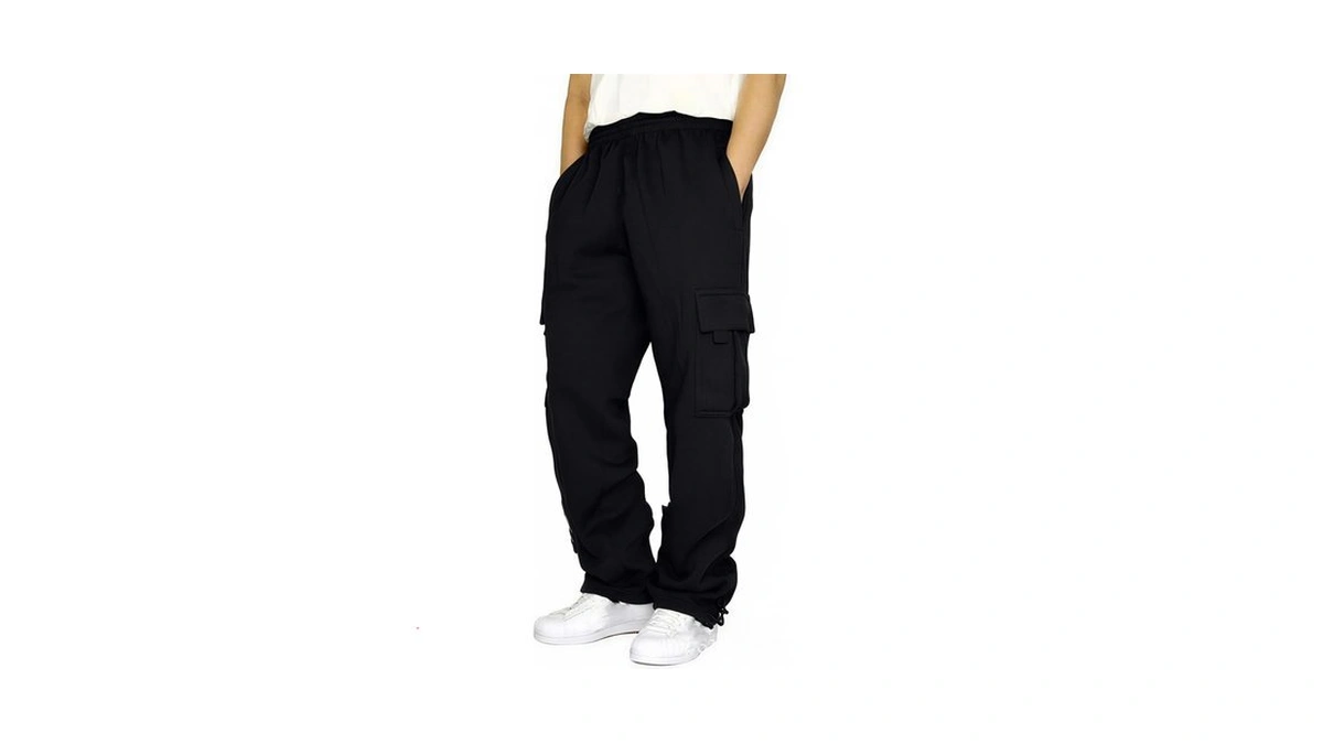 Fleece Sweatpants For Men Pull On Comfy Baggy Work Cargo