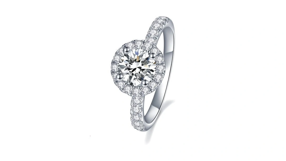 Imolove Moissanite Halo Engagement Rings For Women 1.64ct D Color