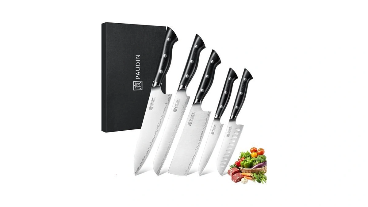 Paudin 5 Pcs Ultra Sharp Chef Knife Set, 63 Hrc