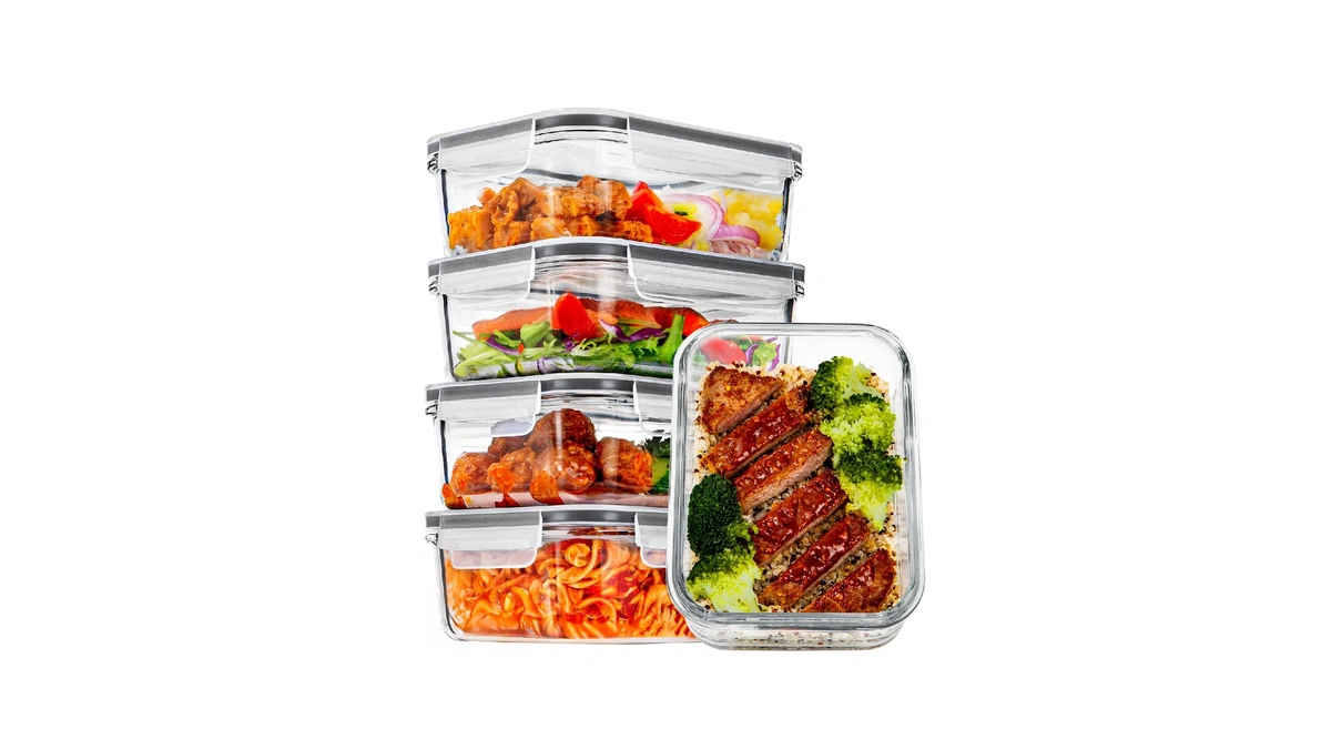 Vtopmart 5pack 30oz Glass Meal Prep Container Sets With Lids,