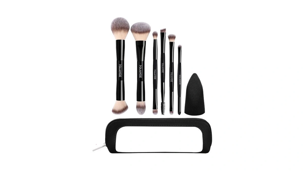 Maange 6pcs Double Ended Makeup Brush Set With Makeup Sponge