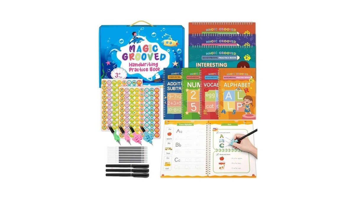 Handwriting Practice Kit With Pencil Grips For Kids Ages 3-6
