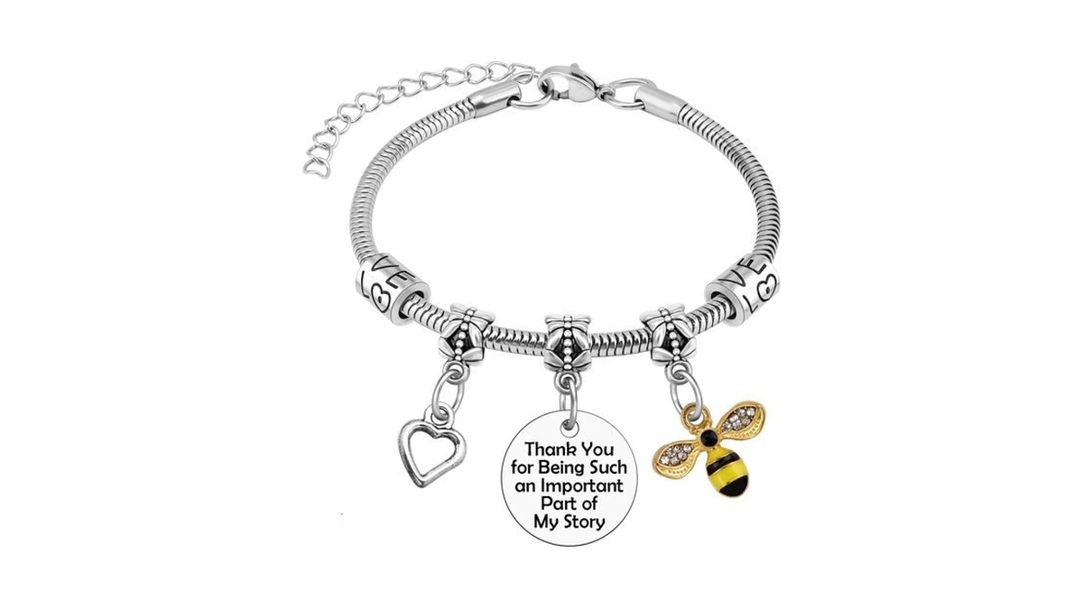 Thank You Charm Bracelet For Teacher Stainless Steel Pendant Bracelets