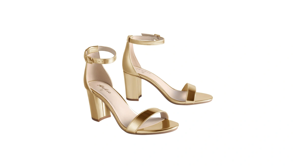 Ankis Heels For Women Open Toe Ankle Strap Chunky Heel