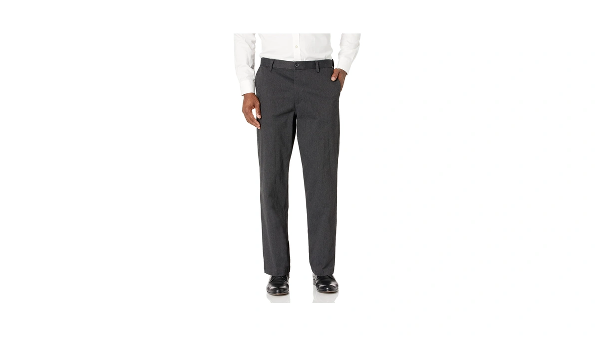 Dockers Men's Relaxed Fit Comfort Khaki Pants, Dark Charcoal Heather,