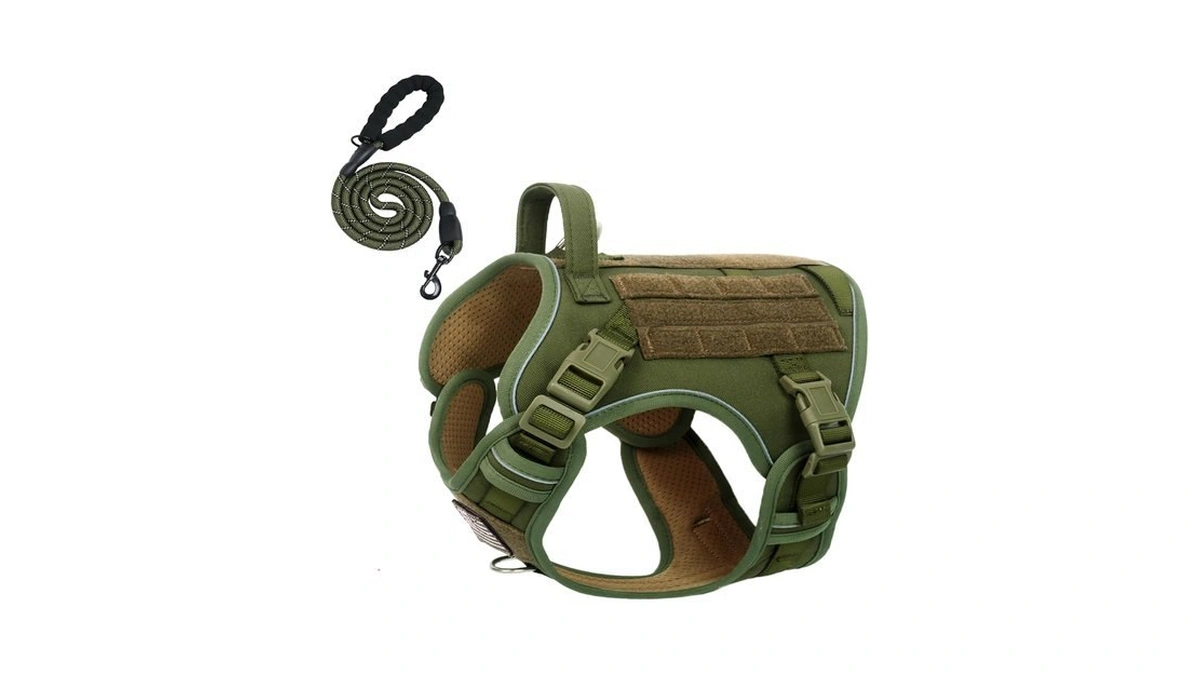 Bumbin Tactical Dog Harness With Laesh Set，no-pull Service Fit Smart