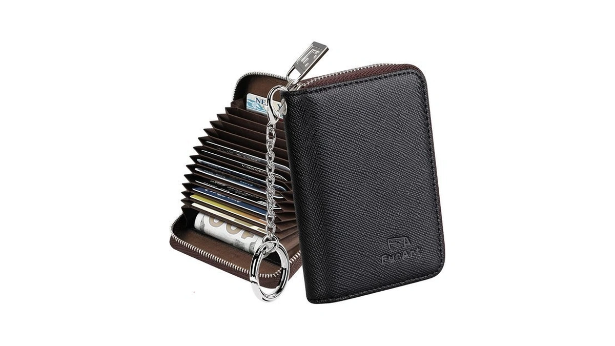 Furart Zipper Wallet Women Rfid Credit Card Holder Keychain Wallet
