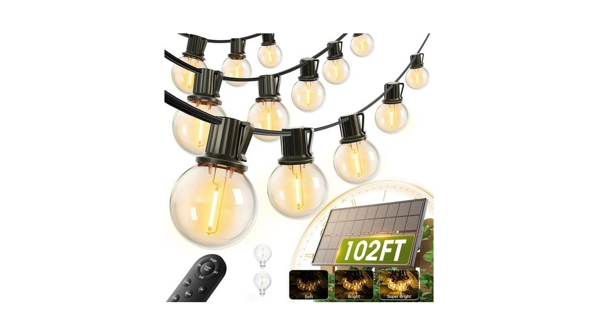 Addlon 102ft Solar String Lights Outdoor, Waterproof, Usb Charging
