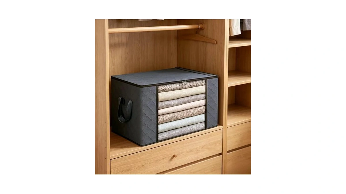Foldable Storage Bag With Handles, 90l Large Clothes Storage Box