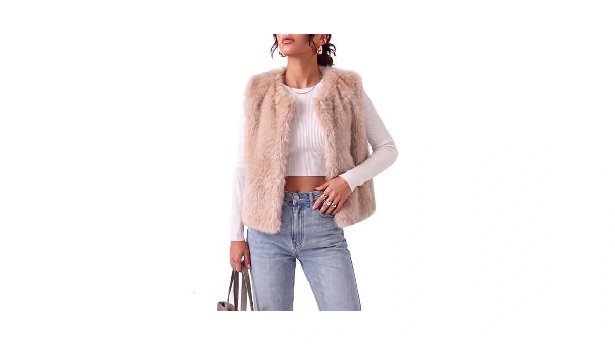 Womens Faux Fur Vest Sleeveless Fuzzy Jacket Winter Fluffy Coat