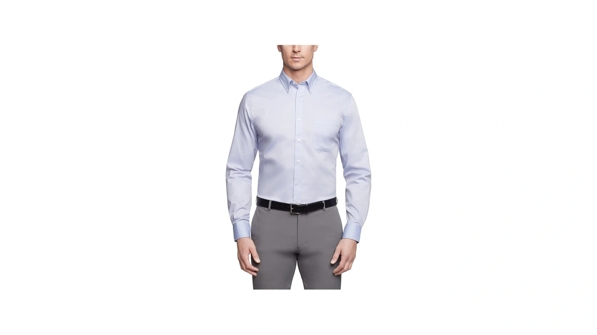 Van Heusen Men's Pinpoint Regular Fit Solid Button Down Collar