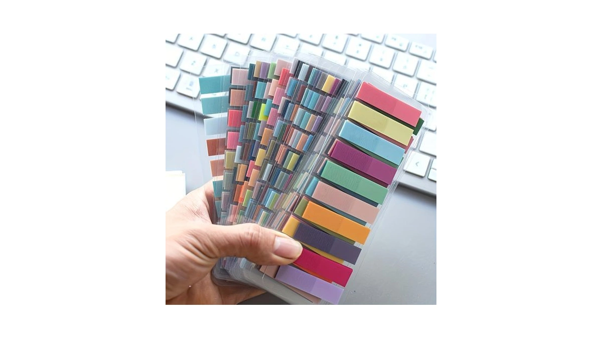1000pcs Color Sticky Index Tabs – 25 Transparent Pet Page