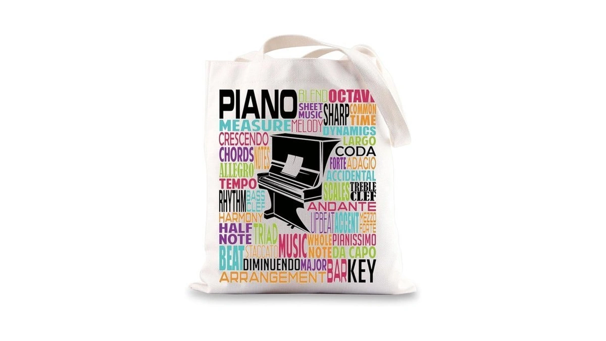 Bwwktop Pianist Canvas Tote Bag Piano Musical Gifts Piano Lover