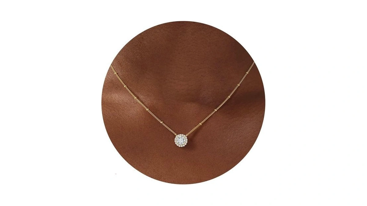 Turandoss Gold Necklace For Women, 14k Gold Plated Cubic Zirconia