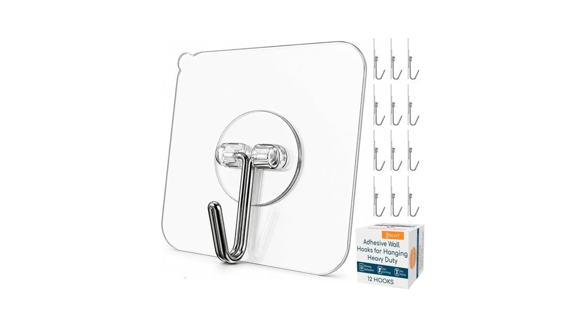 Gluit Adhesive Wall Hooks For Hanging Heavy Duty No Drill,