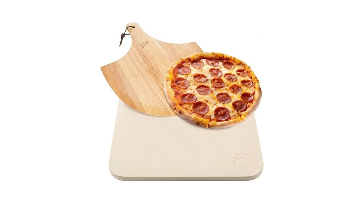 Hans Grill Rectangular Pizza Stone With Peel, 15 X 12