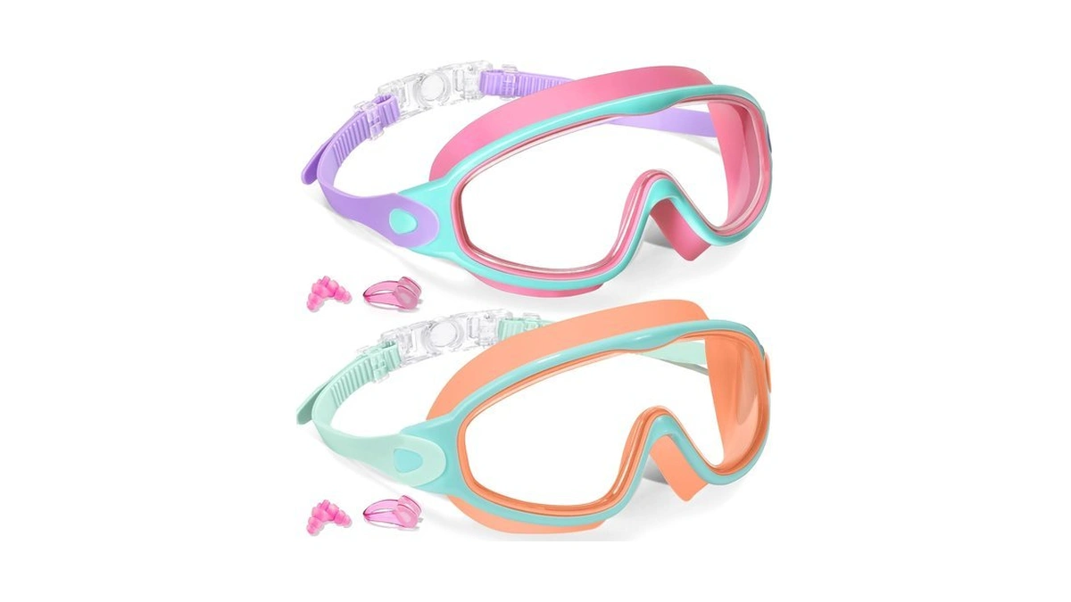 2 Pack Kids Swim Goggles Wide View Anti-fog & Uv
