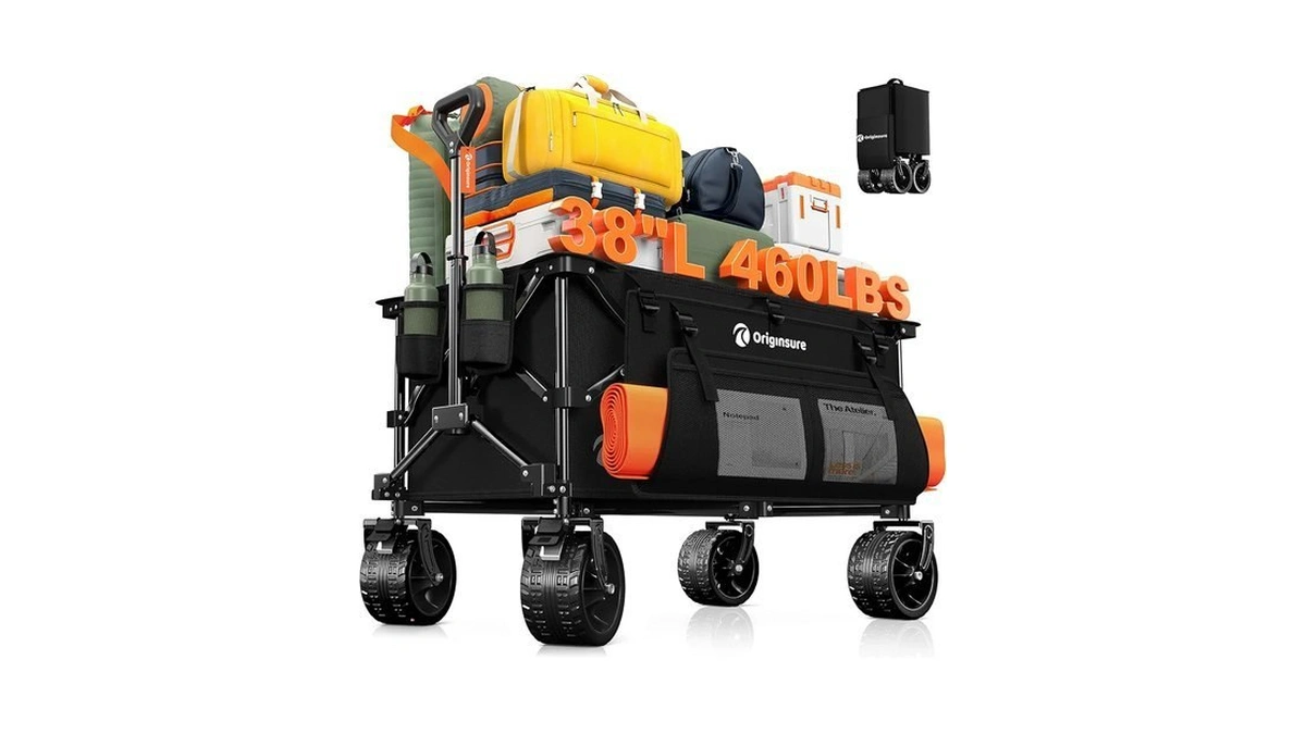 Originsure 220l Collapsible Beach Wagon Cart With Big Wheels, 460lbs,