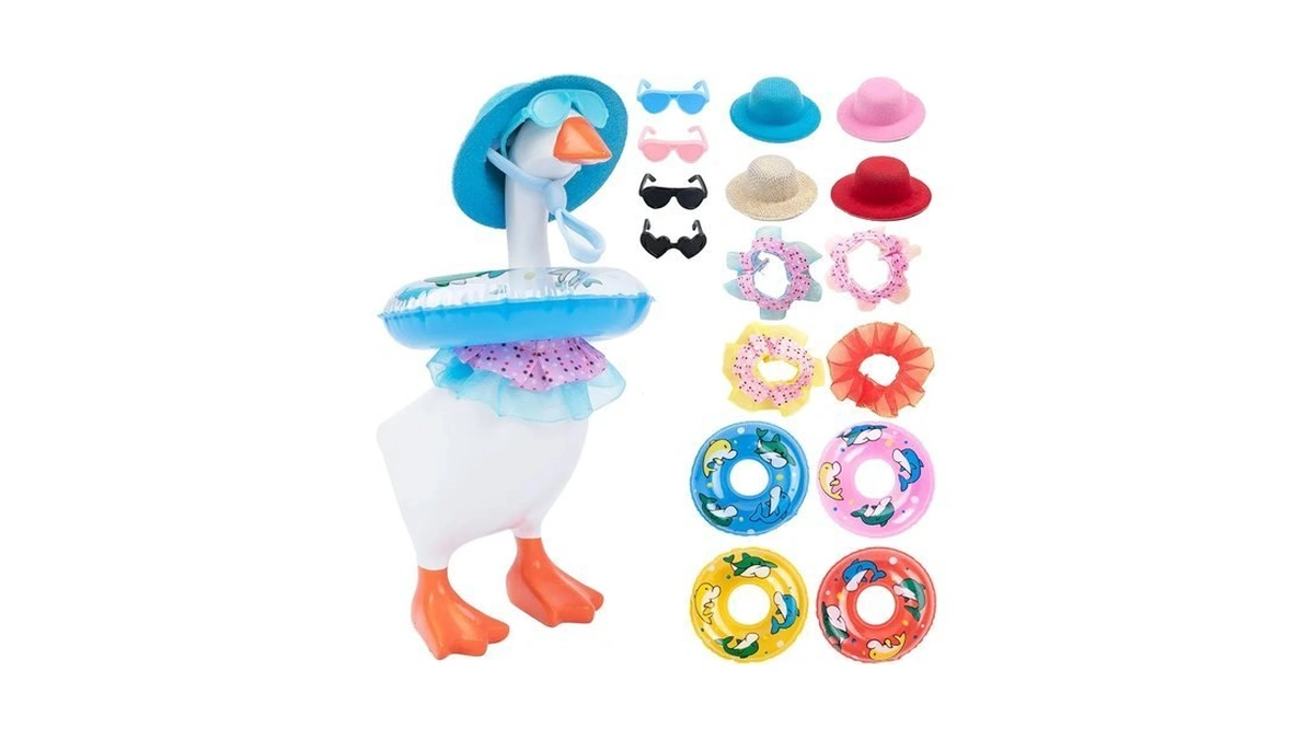 16-piece Summer Desk Goose Outfits For 7-inch Magnetic Goose Statue