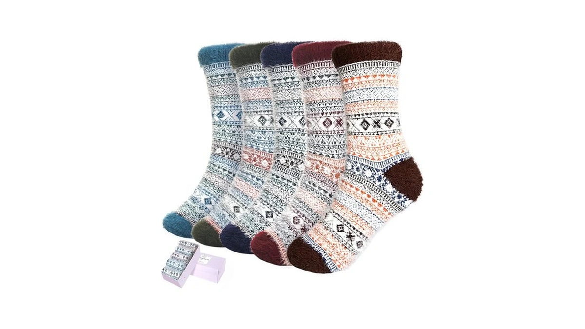 Sisosock 5 Pairs Fuzzy Soft Cozy Fluffy Socks For Women,