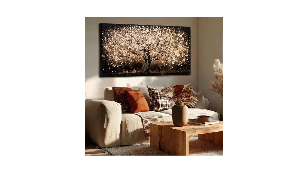 Gold Tree Wall Art Black Framed Canvas Wall Decor Nature